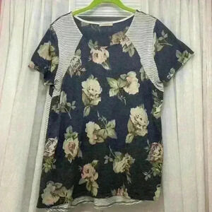 Casual loose fitting cotton blend plus size top. T